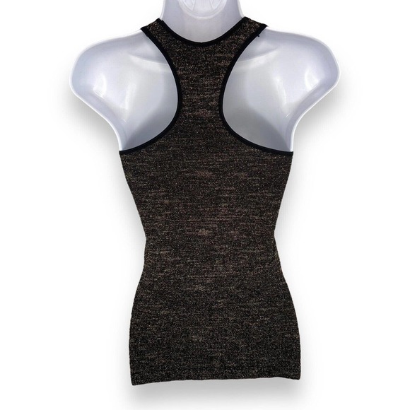 Intimately Free People XS/S Stretch Knit Racerback Tank Top Black Gold Metallic - Picture 2 of 6